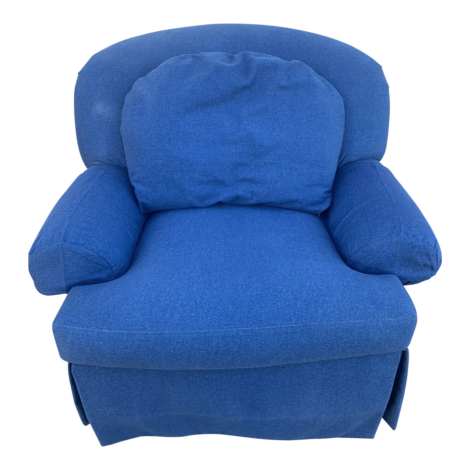 Late 20th Century Lane Furniture Blue Contoured Back Swivel Armchair
