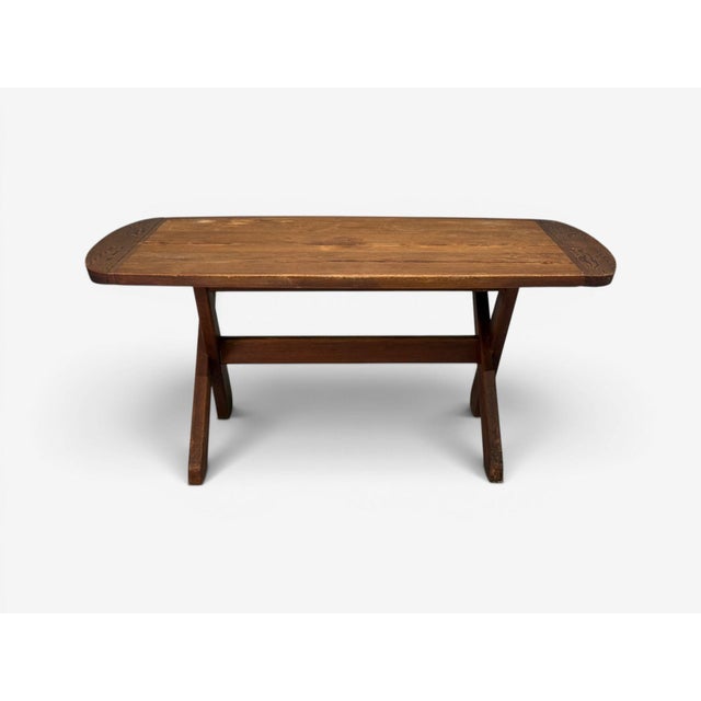 Danish Modern, Brutalist Dining Table, Stained Pine, Denmark, 1960s For Sale - Image 9 of 18