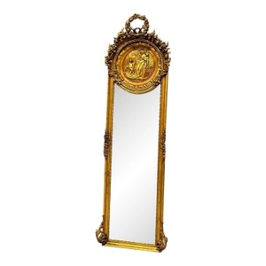 French Baroque Style 6 Feet Tall Dark Gold Floor Carved Mirror