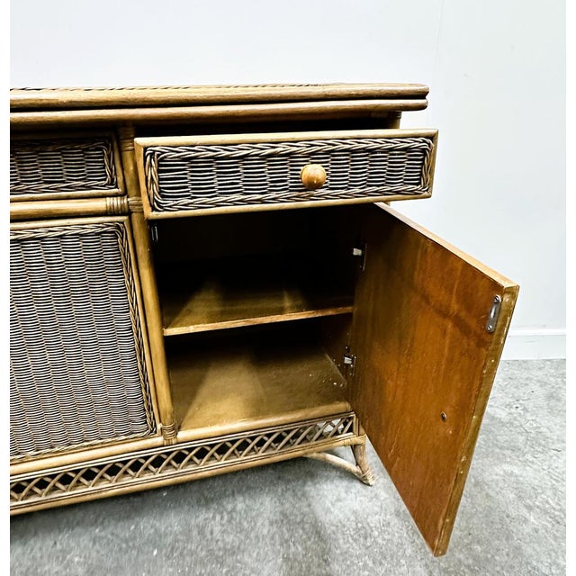 Vintage Italian Rattan and Bamboo Sideboard, Italy, 1970s For Sale - Image 5 of 12
