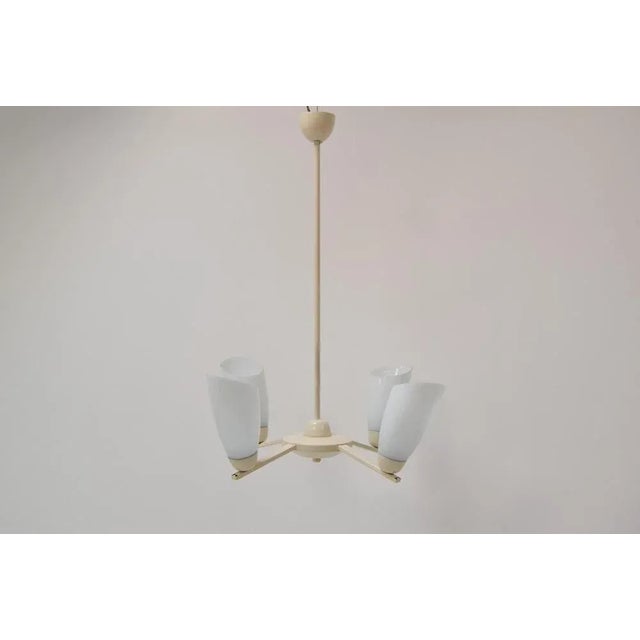 Mid-Century White Chandelier, 1970s For Sale - Image 3 of 8