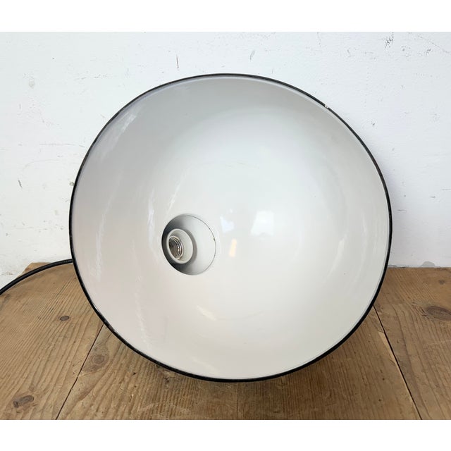 Industrial Grey Enamel Factory Pendant Lamp, 1960s For Sale - Image 16 of 18