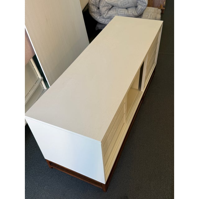 Wood Crate & Barrel Clapboard Media Console, White For Sale - Image 7 of 12