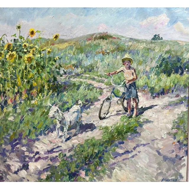Georgij Moroz, Summer Sunflower in Ukraine, Oil Painting, 2004 For Sale - Image 7 of 7