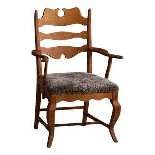 Mid-Century Razorblade Armchair in Oak and Lambswool attributed to Henning Kjærnulf, 1960 For Sale