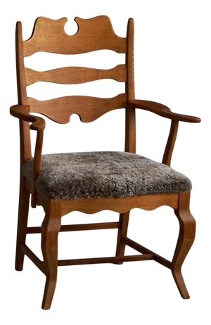 Mid-Century Razorblade Armchair in Oak and Lambswool attributed to Henning Kjærnulf, 1960