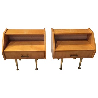 French Sycamore Night Stands - a Pair For Sale