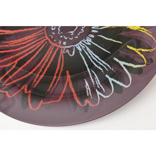 Rosenthal Vintage Rosenthal Glass Flower Plate or Serving Plate Designed After Andy Warhol 80's For Sale - Image 4 of 10