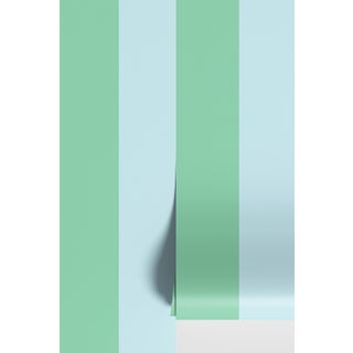 Clubhouse Stripe Grasscloth Wallpaper by House Party | Wisteria Blue & Mint Julep | 6 Yards For Sale