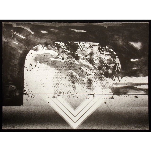 1980s 1980s Antonin Dimitrov Untitled Lithograph Black & White Abstract Fine Art Print For Sale - Image 5 of 5