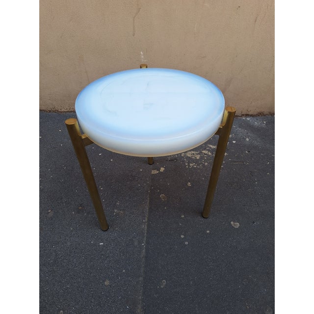 Glass Tripod Brass Coffee Table For Sale - Image 7 of 12