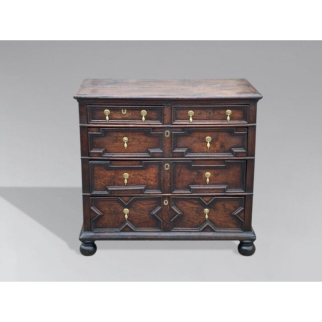 17th Century Charles II Oak Geometric Chest of Drawers, 1680s For Sale - Image 12 of 14