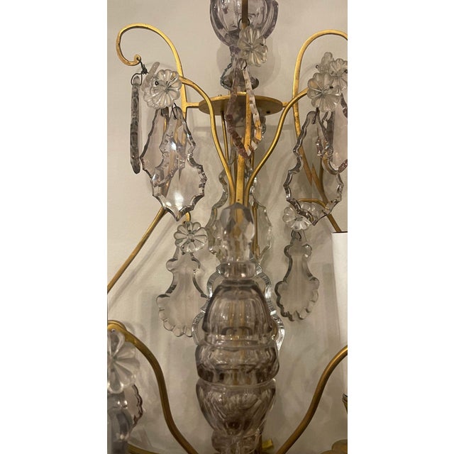Pair of French Gilt Bronze and Crystal Wall Sconces, Late 19th Century. For Sale - Image 4 of 11
