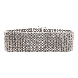 36 Carat Round Diamond 10k White Gold 8-Row Oversized Tennis Bracelet For Sale