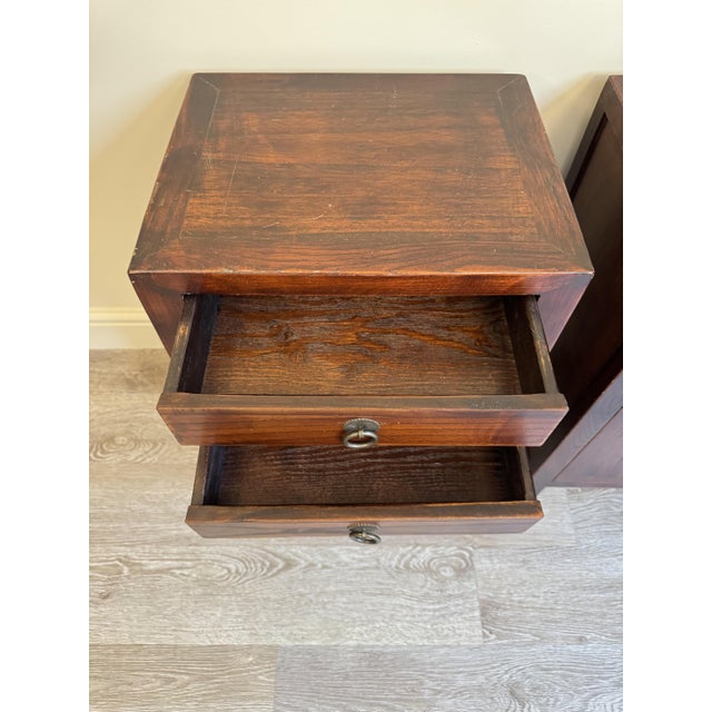 Vintage Asian Style Wooden Bedside Tables, Set of 2 For Sale - Image 4 of 12