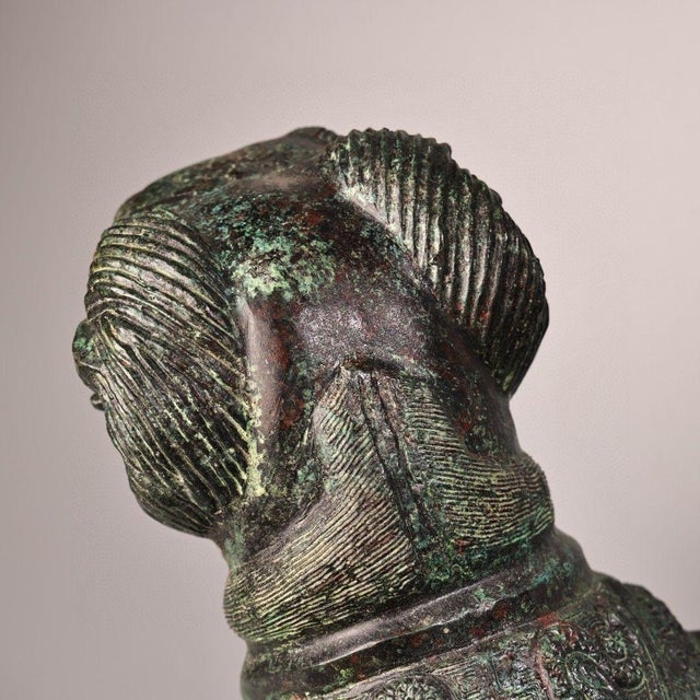 Bronze Early 20th Century Bronze Ram Sculpture – 9.1" Archaic Style Animal Figure With Inscription For Sale - Image 8 of 10