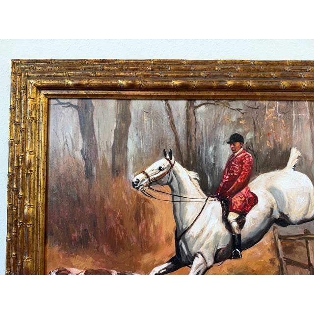 Large Fox Hunting Oil Painting Horse Rider Equestrian Scene English Sporting Art For Sale - Image 4 of 7