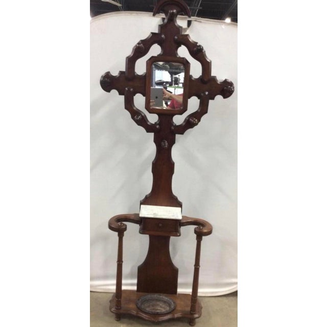 Vintage Gothic Hall Tree Umbrella Stand With Mirror Chairish