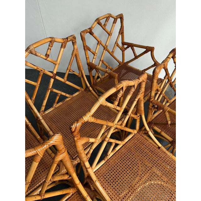 Vintage Dal Vera Chinese Chippendale Bamboo and Cane Dining Chairs - Set of 10 For Sale - Image 9 of 15