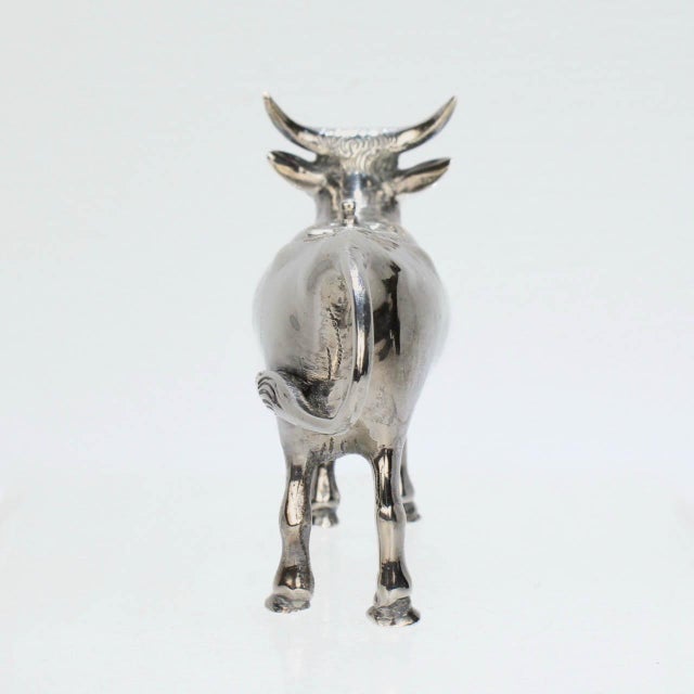 Mid 20th Century Figural Israel & Son Ltd. Sterling Silver Cow Creamer or Milk Pitcher For Sale - Image 5 of 12