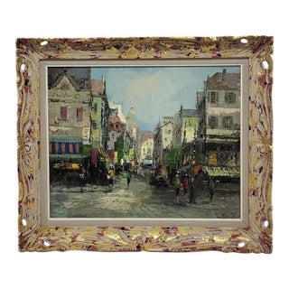 Mid-Century Impressionist Paris Street Scene Oil Painting by Theodorus Van Oorschot – Framed For Sale