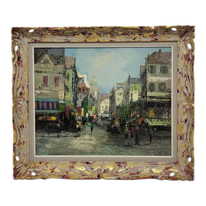Mid-Century Impressionist Paris Street Scene Oil Painting by Theodorus Van Oorschot – Framed
