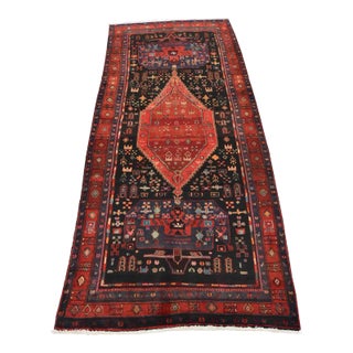 Vintage Tribal Rug 4’8” X 9’10” Black Wool Hand-Knotted Oriental Carpet For Sale