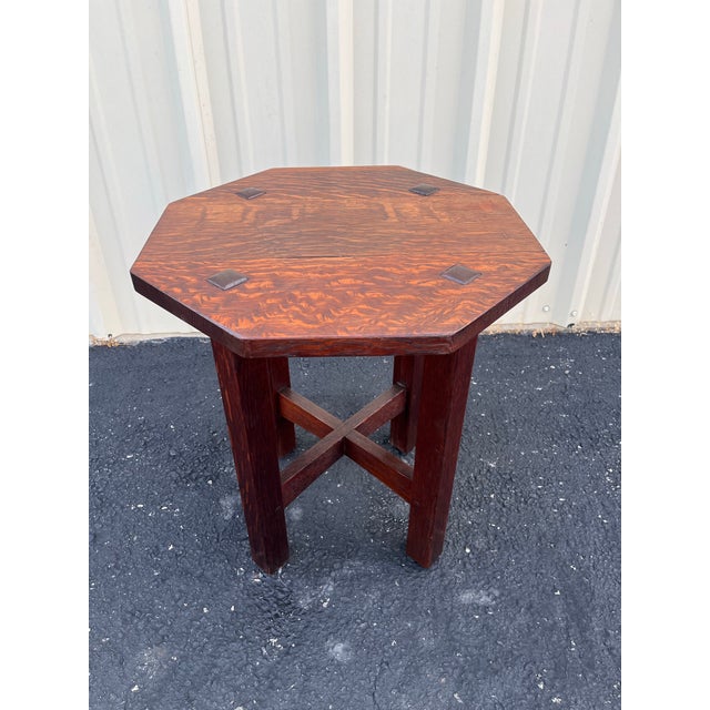 Antique L & Jg Stickley Arts & Crafts Oak Tabouret Table- C. 1910 For Sale - Image 11 of 12