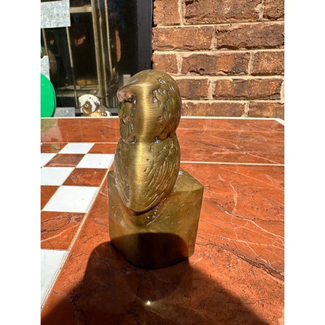 1970s Vintage Brass Owl For Sale - Image 4 of 7