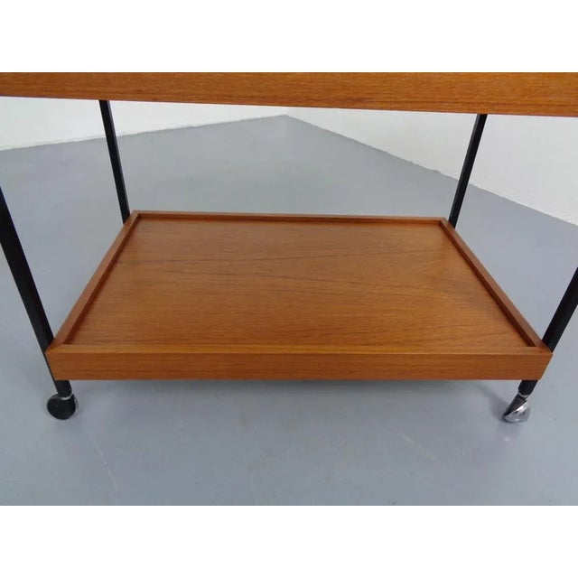 Minimalist Rollable Teak Serving Cart, 1960s For Sale - Image 9 of 11