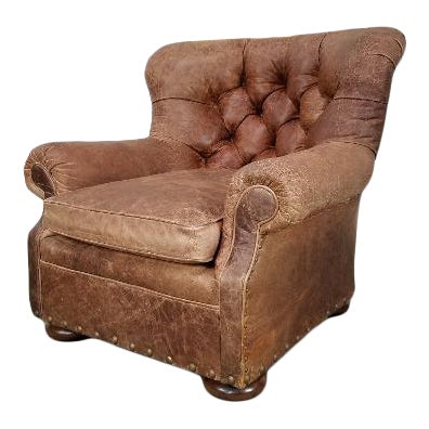 Restoration Hardware Churchill Tufted Chesterfield Leather Club Chair Chairish
