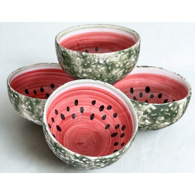Hand Made in Greece Vintage Watermelon Bowls - Set of Four For Sale - Image 11 of 11
