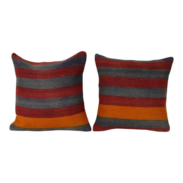 Striped Kilim Pillowcase - A Pair For Sale