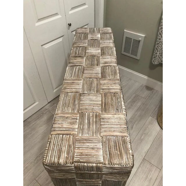Whitewashed Woven Rattan Console Table For Sale - Image 9 of 13