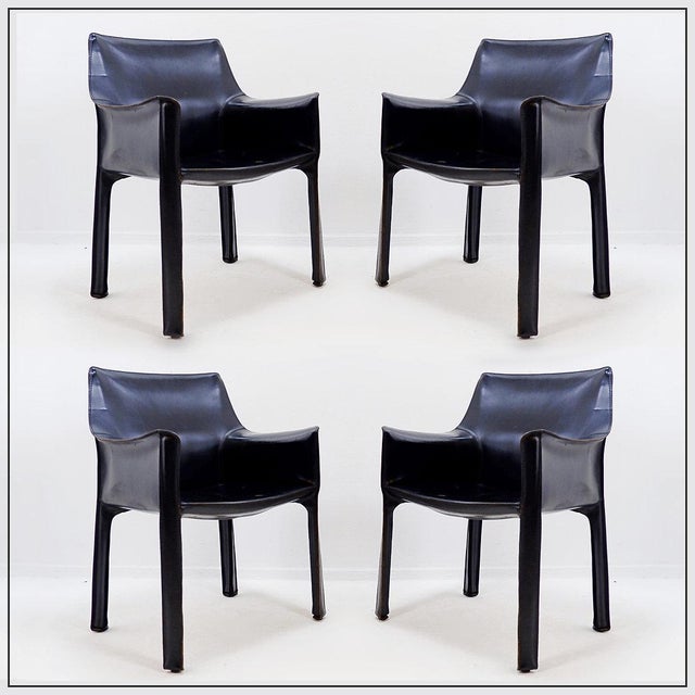Vintage Cab 413 Chairs by Mario Bellini for Cassina, 1970s, Set of 4 For Sale - Image 16 of 16