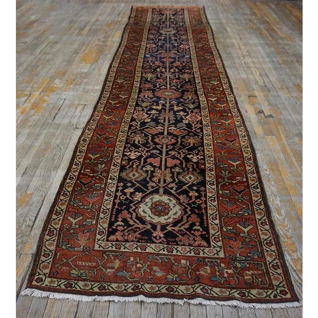 Antique Persian N.W Rug, Size: 3'6"x 15'0" Antique N.W. Persian Blue 1880s Rug, Circa Date: 1880s. This exceptional narrow...