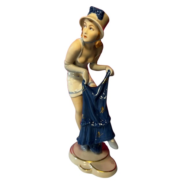 Metal Antique Royal Dux Porcelain Figurine Woman Dressing at the Beach For Sale - Image 7 of 14