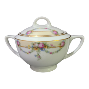 Vintage Fine Porcelain Hand Painted Floral Tk Thun Bohemia Sugar Bowl
