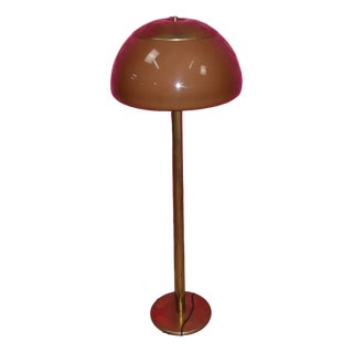 Golden Mushroom Floor Lamp with Brown Shade from Cosack Leuchten, 1970s For Sale
