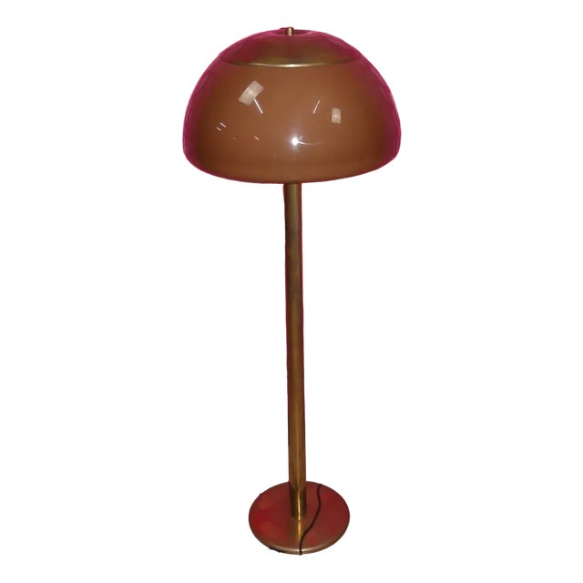 Golden Mushroom Floor Lamp with Brown Shade from Cosack Leuchten, 1970s For Sale