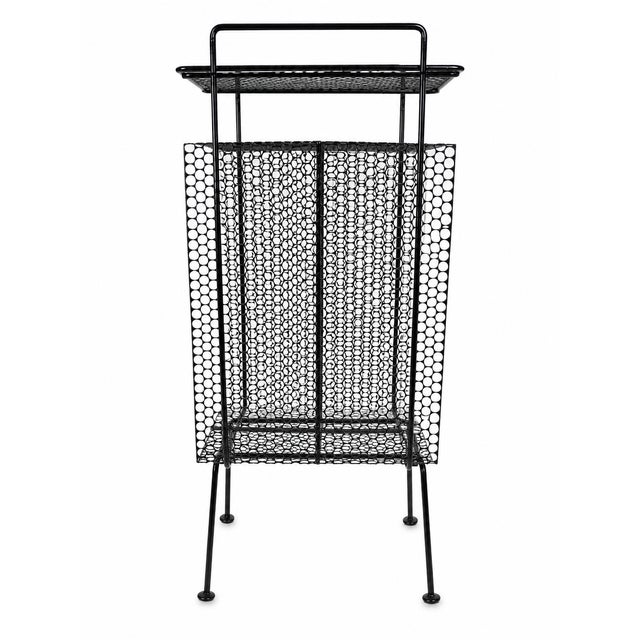 1950s 1950s Richard Galef for Ravenware Mid-Century Modern Metal Magazine Rack & Stand For Sale - Image 5 of 6