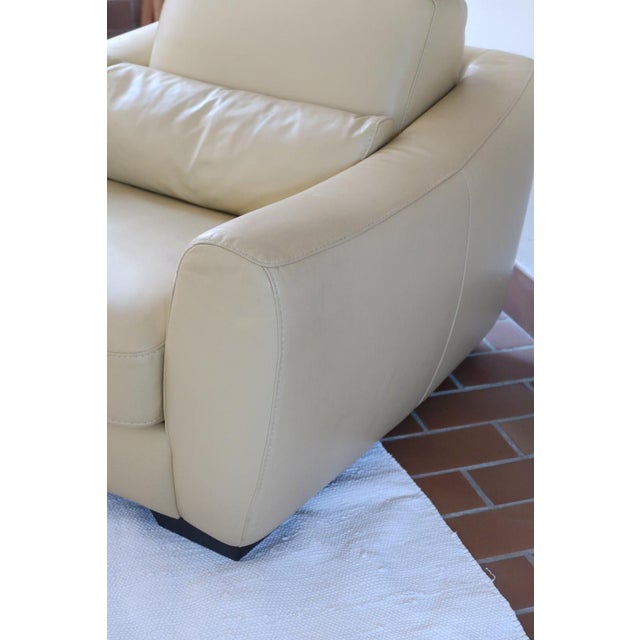 Postmodern Club Armchair in Butter Yellow Leather, 1980s For Sale - Image 10 of 12