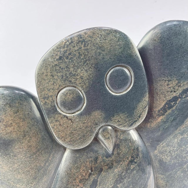 African Early 20th Century Owl Sculpture Serpentine Stone by Gift Muza MATTER COLLECTION For Sale - Image 3 of 10