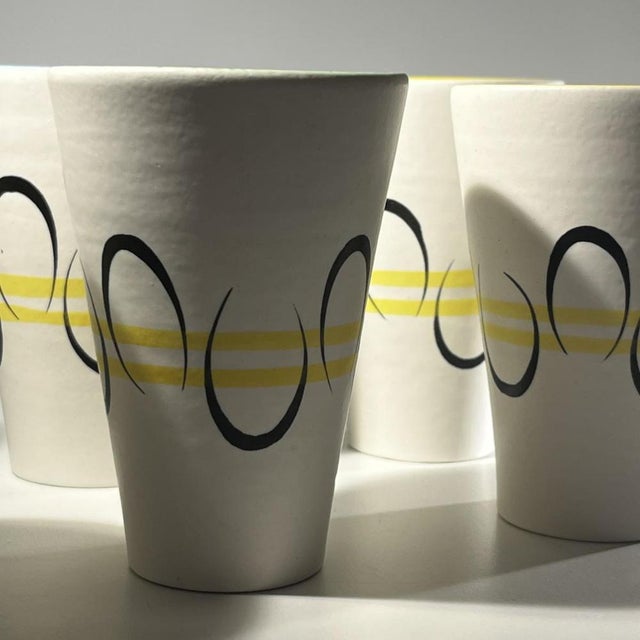 Ceramic Pitcher and Cups by André Baud for Vallauris, 1960s, Set of 7 For Sale - Image 11 of 15