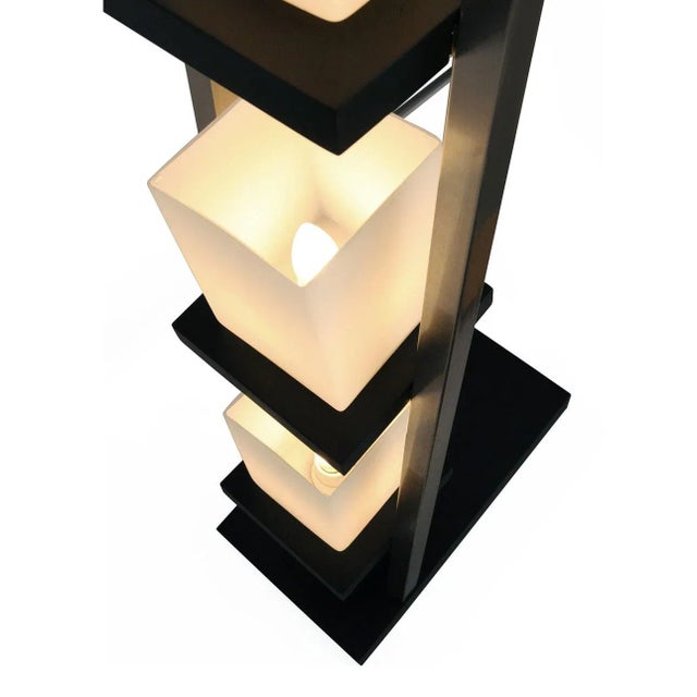 Escalier Floor Lamp 61" Espresso Wood & Brushed Nickel Modern Ladder Design by Michael Song For Sale In Los Angeles - Image 6 of 9