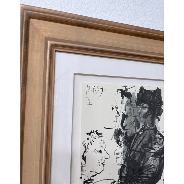 Wood 1961 Pablo Picasso “Toros Y Toreros” No. 5 Bichrome Print Framed For Sale - Image 7 of 8