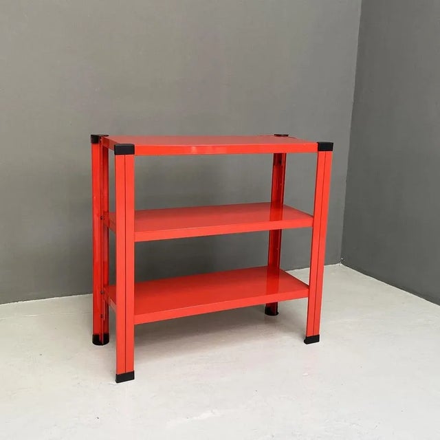 Italian Modern Red Metal Bookcase, 1980s For Sale - Image 4 of 10