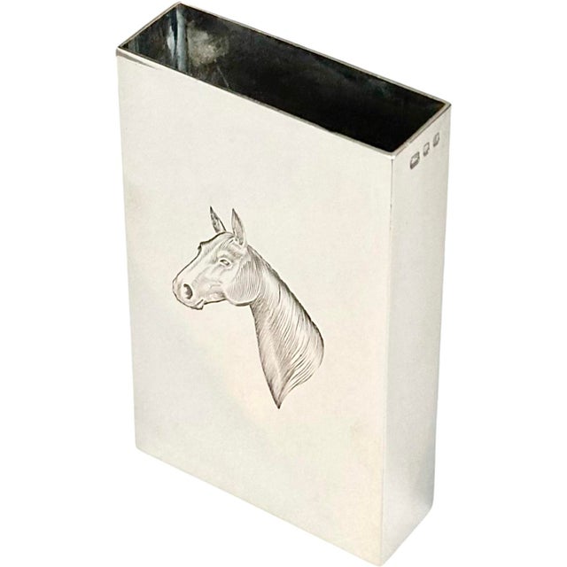Metal Vintage Asprey Sterling Silver Equestrian Horse Matchbook Case For Sale - Image 7 of 18
