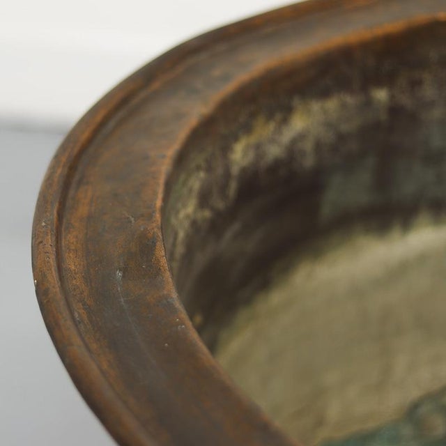 Impressive antique industrial copper boiler. The boiler has a beautiful patina that has developed over a century of use....