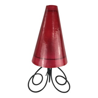 French Midcentury Iron Table Lamp With Resin Shade For Sale